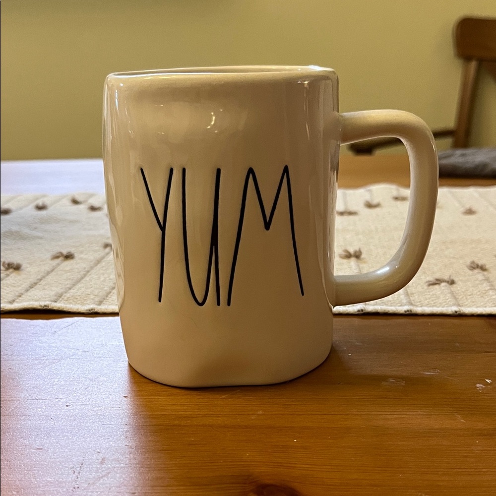 Rae Dunn Cream Mug with 'YUM' Design
